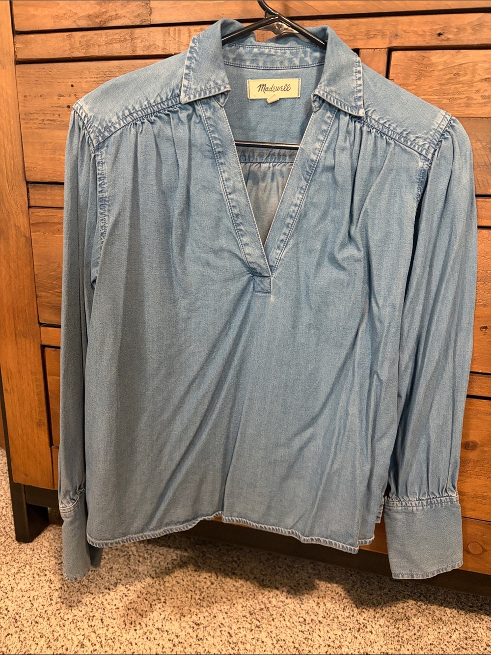 Madewell Light Blue Denim-Style V-Neck Long Sleeve Tunic